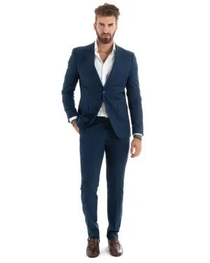 Abito Uomo Monopetto Vestito Completo Giacca Pantaloni Blu Chiaro Elegante Casual GIOSAL-OU2433A