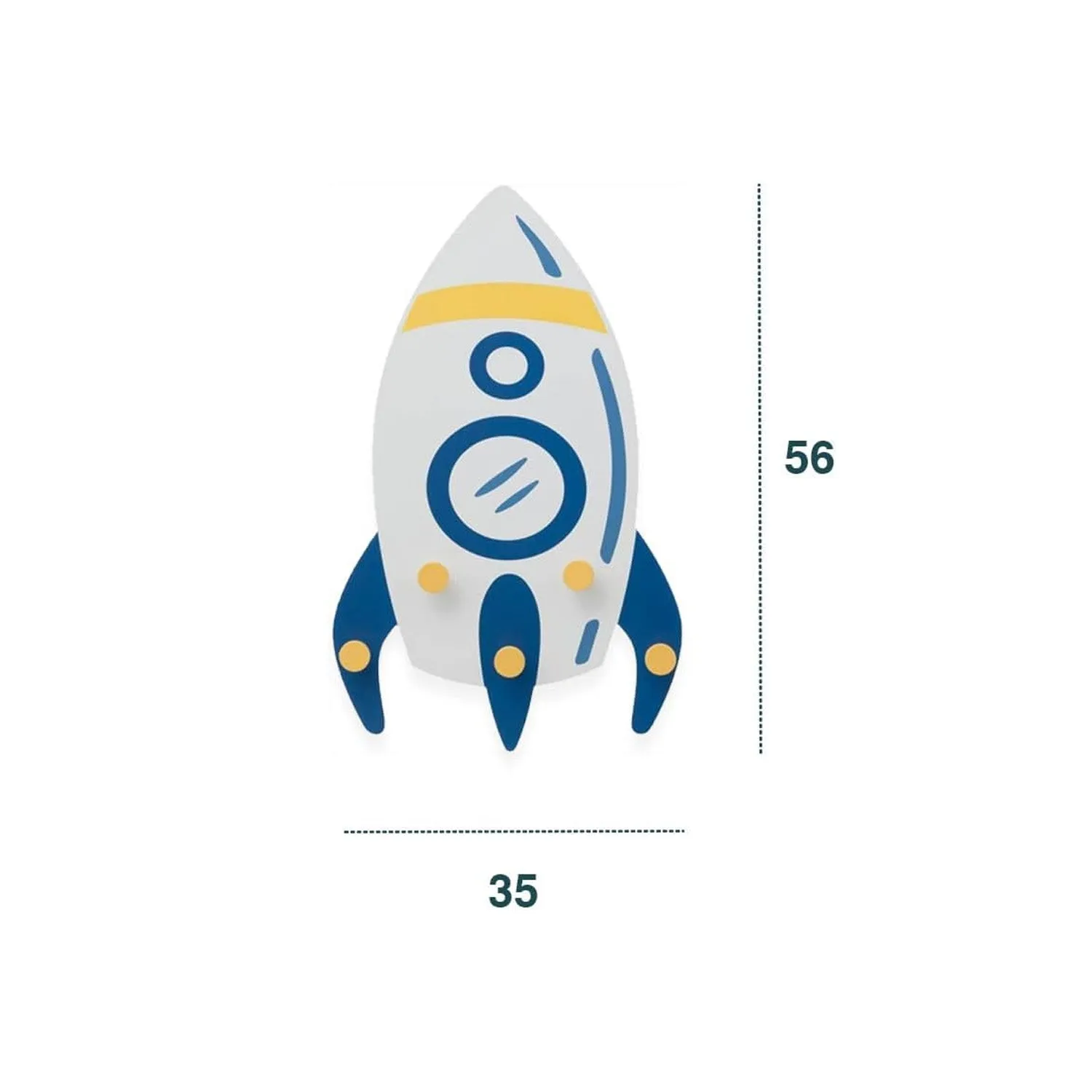 Appendiabiti A 5 Ganci Da Parete Razzo Space Per Bambini