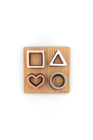 Bamboo & silicone puzzle cuore - Rosa