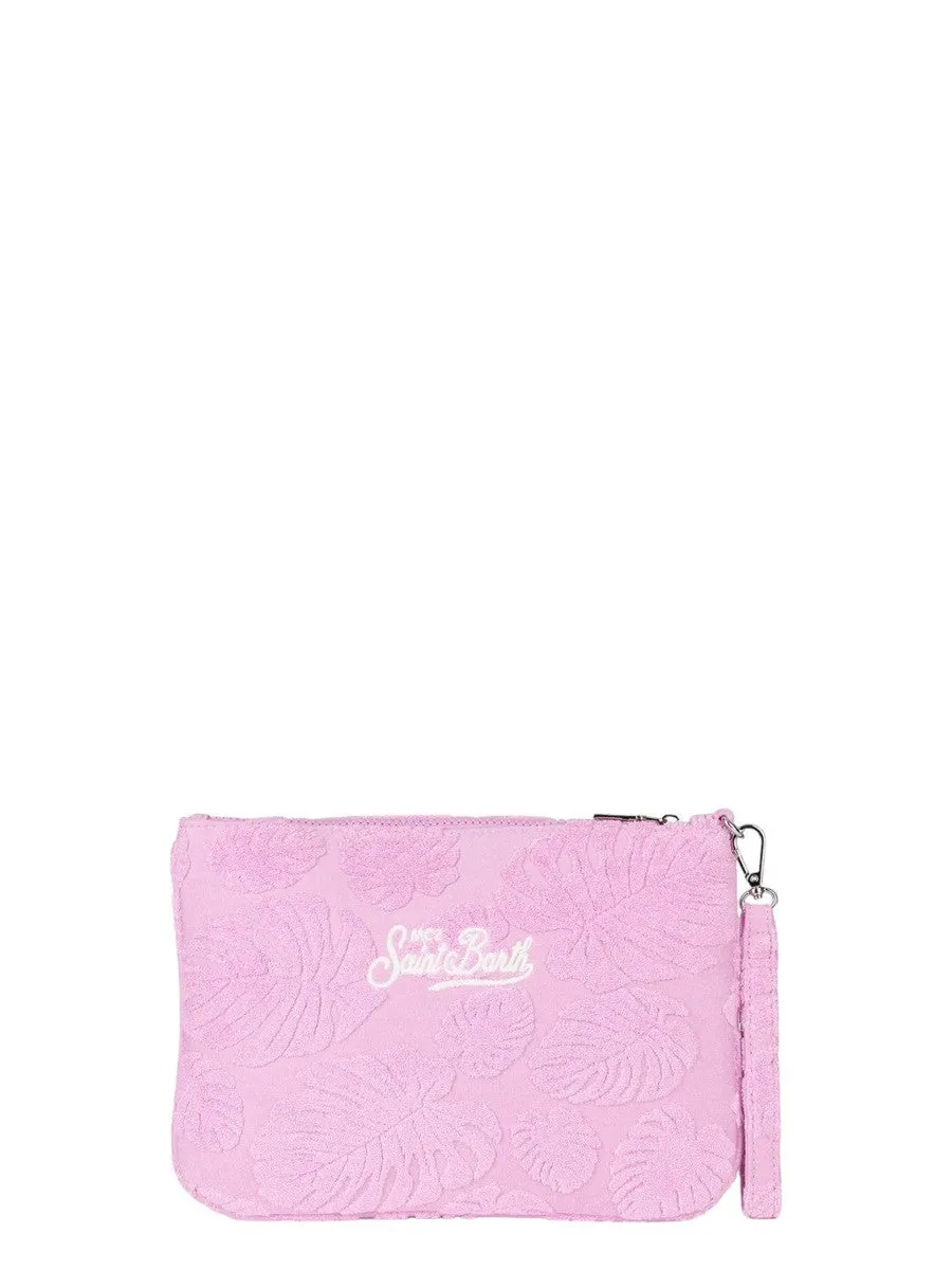 Borsa a Tracolla Parisienne Sponge in Spugna con Stampa Foglie Rosa