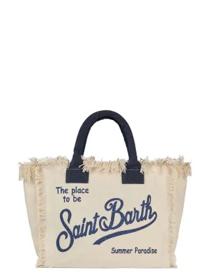 Borsa Tote Vanity in Tela di Cotone Bianco Sporco