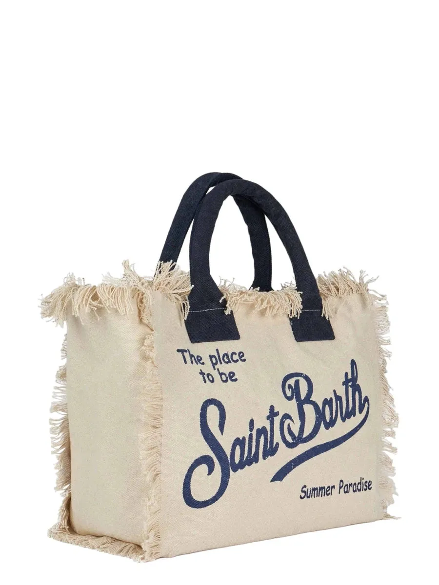 Borsa Tote Vanity in Tela di Cotone Bianco Sporco