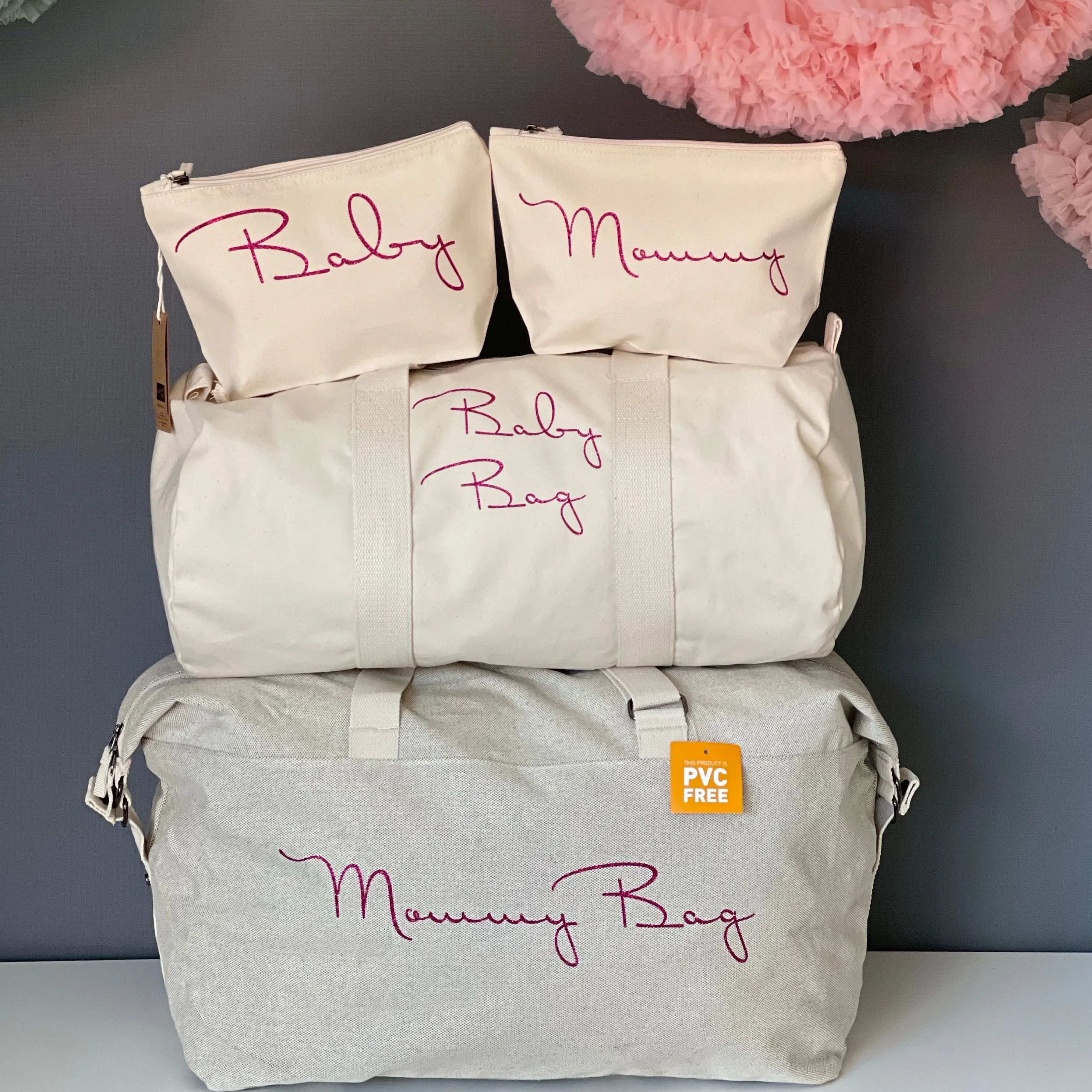 Borsone mamma, 1 borsone baby  e 2 pochette Stilizzato