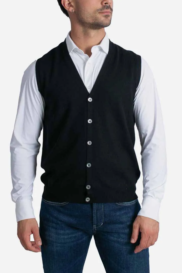 Cardigan smanicato nero