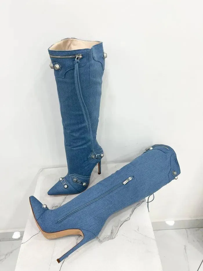 MERLA-  Stivali alti denim