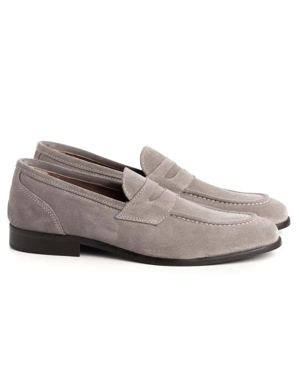 Mocassini College Scarpe Uomo Camoscio Tortora Eleganti Fibbia Casual Sportive GIOSAL-S1192A