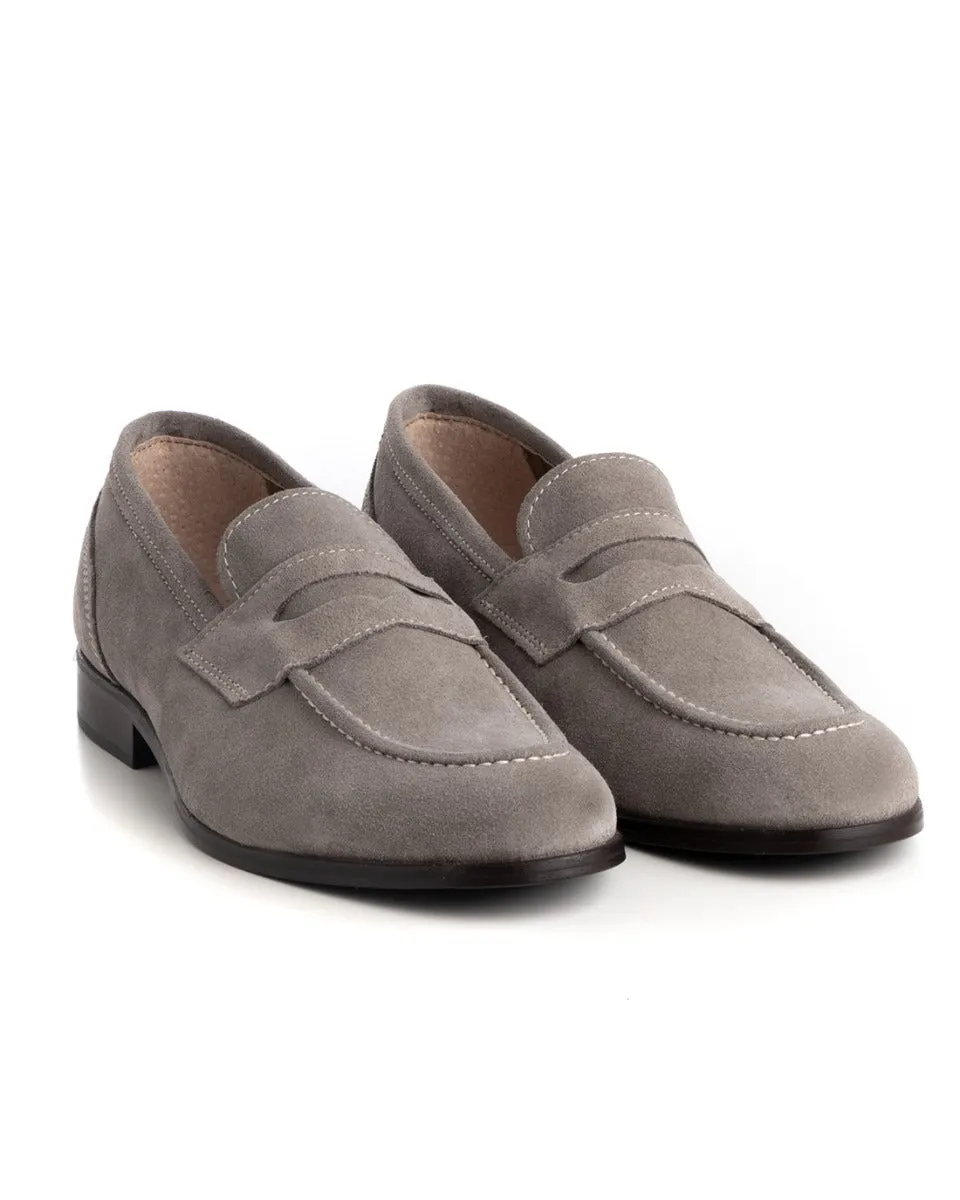 Mocassini College Scarpe Uomo Camoscio Tortora Eleganti Fibbia Casual Sportive GIOSAL-S1192A