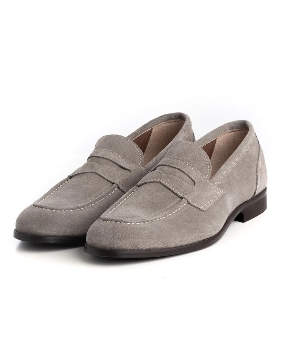 Mocassini College Scarpe Uomo Camoscio Tortora Eleganti Fibbia Casual Sportive GIOSAL-S1192A