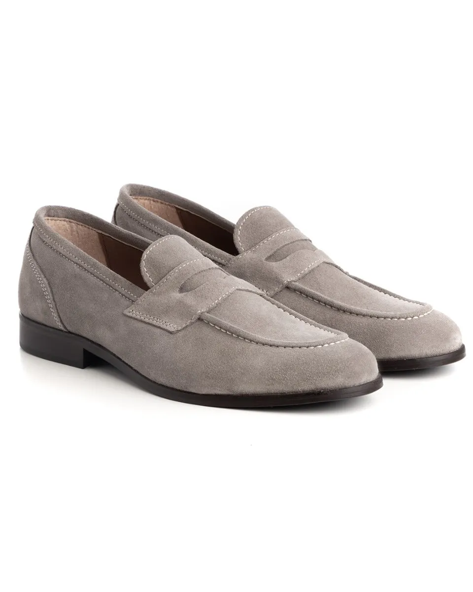 Mocassini College Scarpe Uomo Camoscio Tortora Eleganti Fibbia Casual Sportive GIOSAL-S1192A