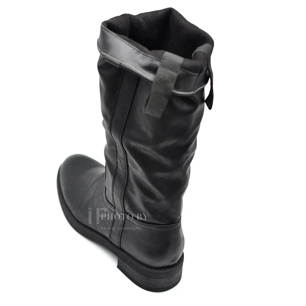 Stivali Alti Invernali Biker Equitazione Da Donna OH22-2 nero marrone